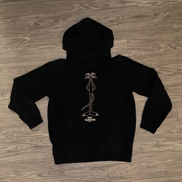 Huf Worldwide “Pink Panther” Hoodie Black Men’s Size Medium - Picture 3 of 6